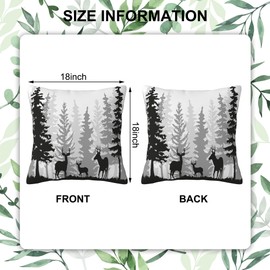 Naqiuli Throw Pillow Cover Case Deer Silhouette in Forest Pillow Covers 18x18 Inch Set of 2,Soft Decorative Throw Pillow Case for Living Room Bedroom Sofa Couch Cushion Covers