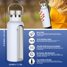 Leraverppy 17oz Stainless Steel Water Bottle,Leak-Proof Sweat-Proof Travel Thermos,Double Wall Vacuum Thermos,Portable Insulated Cup,Reuseble Metal Bottle for School Sport Hiker Kid,White(4Packs)
