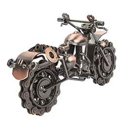 Hztyyier Motocicleta Modelo Vintage Bronce Motocicleta Adornos con Cadena de Cadena para Motocicleta Colección Regalo de cumpleaños Decoración de Escritorio para el hogar