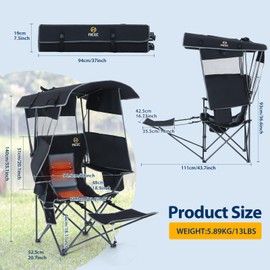 Nice C Chair with Canopy, Heated Camping Chair with Battery, Outdoor Sports Chairs with Shade, Heated Folding Umbrella Chairs, with Removable Footrest (1-Pack)