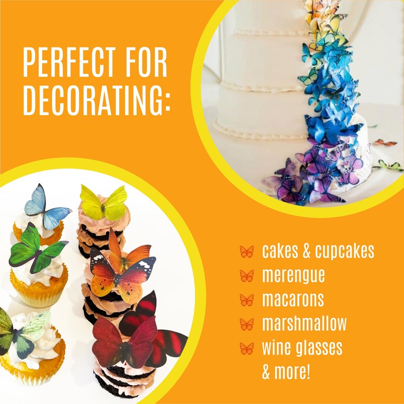 Sugar Robot Edible Butterflies for Cake Decorating- Large Size Butterfly