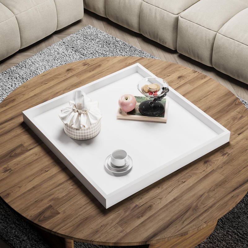 Ottoman Tray for Coffee Table Living Room Wood Serving Tray