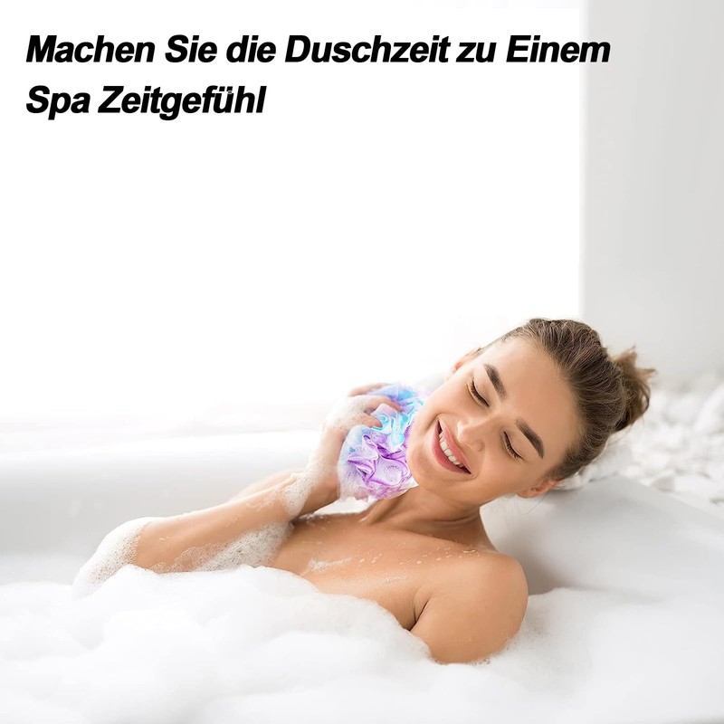 Badeschwamm, 4 Stück Duschschwamm,Netz Duschblume, für Körperpeeling, Körperbürste, Bequem, Weich,