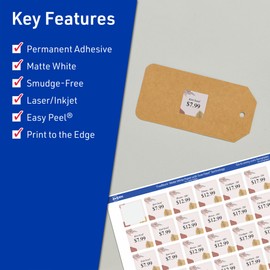 Avery TrueBlock Matte White Square Labels with Sure Feed, 1" x 1", 4,800 Labels, Print-to-The-Edge, Laser/Inkjet Printable for Product and Price Stickers