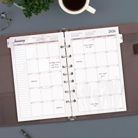 AT-A-GLANCE 2026 Planner Refill, Monthly, 5.5" x 8.5", Desk Size 4, Loose-Leaf, Unruled Blocks, Nature (061-685-26)