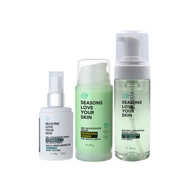 Seasons love your skin kit rutina facial glow clean gel hidratante  espuma limpiadora  bloqueador manzana verde                                       