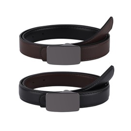 Monopa Reversible Kids Belts for Boys - Black Boys Leather Belt Youth Toddler Dress Belt with Square Buckle(Gunmetal Buckle/Black+Coffee,80)