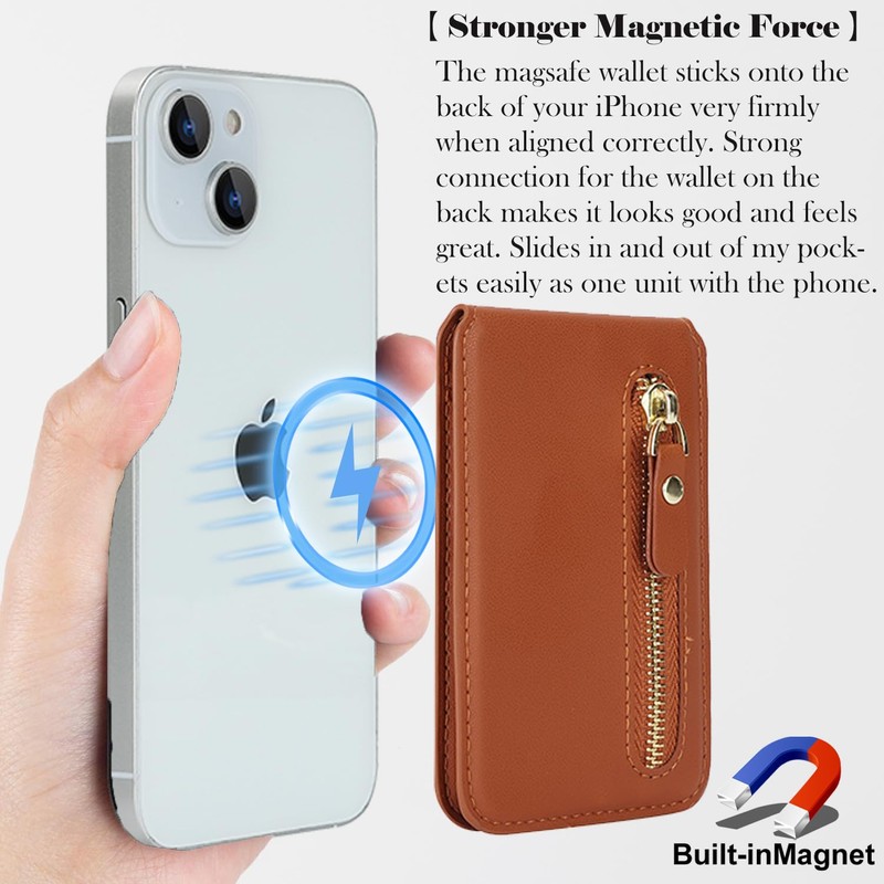 Havaya Wallet Compatible with Magsafe Card Holder, brown, Classic