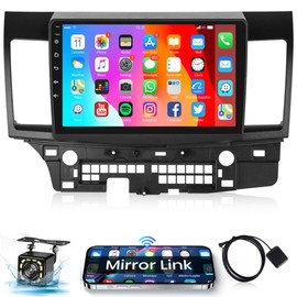 10.1 Inch Car Radio Stereo for Mitsubishi Lancer 2008 2009 2010 2011-2017, Rimoody Android 13 Car Stereo Touch Screen GPS Navigation Mirror Link WiFi Bluetooth FM Radio EQ USB Backup Camera