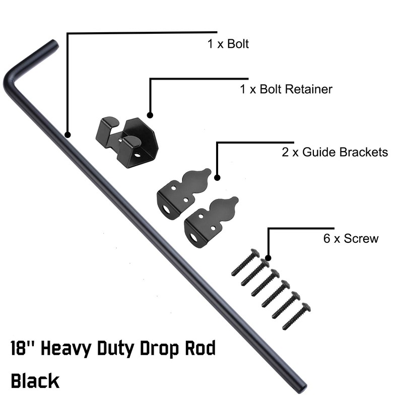 SANKINS 18" Cane Bolt Drop Rod Heavy Duty Hardware Black