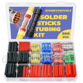 haisstronica 560PCS Solder Seal Wire Connectors with Heat Shrink Tubing Kit - Solder Sticks Wire Terminals Waterproof Electrical Connectors and 3:1 Shrinking Tube for Marine,Automotive,Wiring Projects