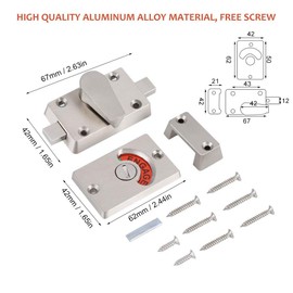 Fdit Latch Indicating Lock Stainless Steel Bolt Door Lock Indicator Bolt Vacant/Engaged Bathroom Wc Public Restroom Toilet Privacy Partition Door Lock Latch