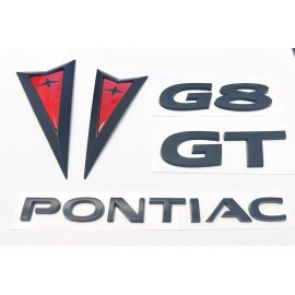 GTOG8TA 2008 2009 Pontiac G8 GT Front Rear Arrow Emblems Trunk Badges Kit BLACK! 08-09
