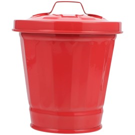 POPETPOP Bote de basura galvanizado con tapa, mini papelera de escritorio de metal, soporte para bolígrafos, maceta de metal, cubos pequeños, organizador de cubos pequeños, contenedores de basura para encimera de cocina
