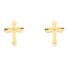 14K Solid Gold Cross Stud Earrings, 12mm x 9mm Small