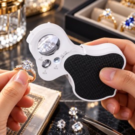 Illuminated Jewelry Loupe for Detail Inspection – 30X 60X 90X Magnification with LED & UV Light for Gems, Coins and Stamps