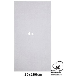 Betz Hand Towel Set of 4 Berlin Size 50 x 100 cm 100% Cotton - Good Drying Lightweight Quality - Ideal for Sports, Beach, Travel Colour Silver Grey