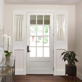 H.VERSAILTEX French Door Sheer Curtains for Front Back Patio Glass Light Filtering Window Treatment with 1 Tieback Rod Pocket Front Back Door Curtain for Glass Door,- 25"x40" - Natural