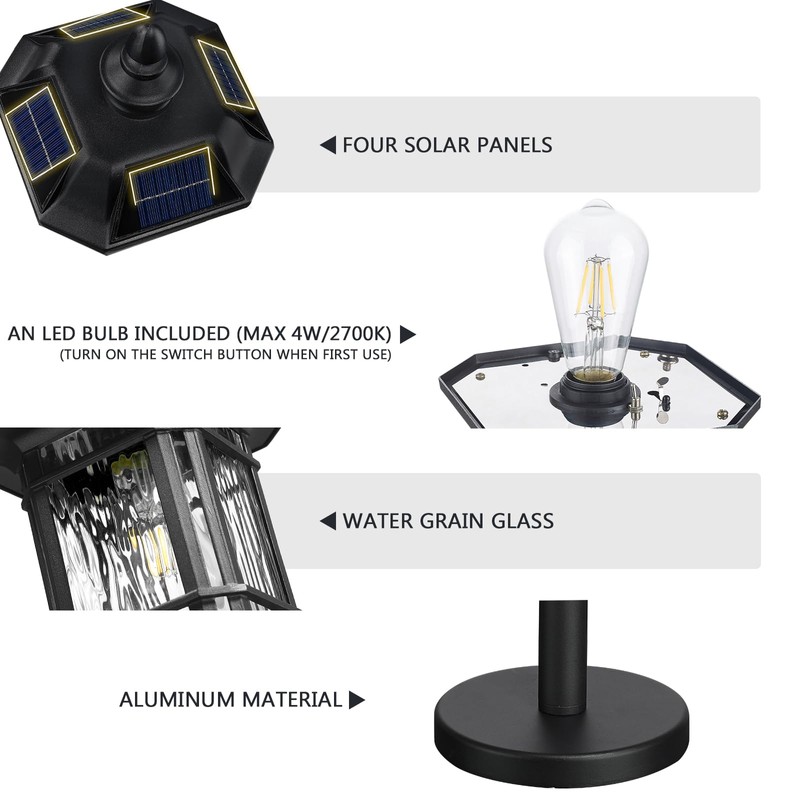 Emliviar Outdoor Solar Floor Lamp with Remote Control, Waterproof Solar