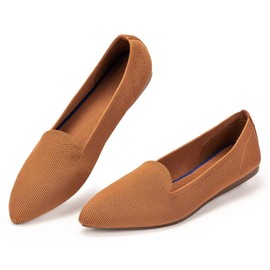Frank Mully - Mocasines planos casuales para mujer, cómodos zapatos planos de punto, clásicos y puntiagudos, para trabajo, viajes, 6035fawn, 25 cm