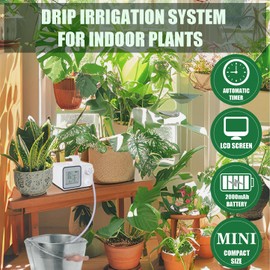 Automatic Drip Irrigation Kit, 10/15 Potted Indoor Houseplants Support, Indoor Automatic Watering System for Plants, with Digital Programmable Water Timer (15)