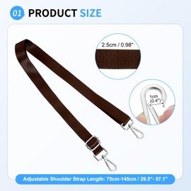SUIKIHUM Wide Shoulder Strap, (29.5"-57.1" Adjustable Replacement Strap) Nylon with Silver Buckle for Women Crossbody Canvas Bags Belts (Dark Brown)