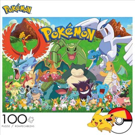 Buffalo Games - Pokémon - Favoritos de los Fans - Rompecabezas de 100 Piezas para familias desafiante Rompecabezas Perfecto para Noches de Juego, tamaño del Rompecabezas Terminado es de 15.00 x 11.00