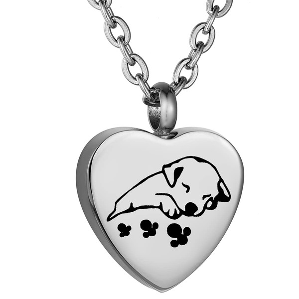 COCO Park Sleeping Dog Pet Paw Urn Necklace for Ashes