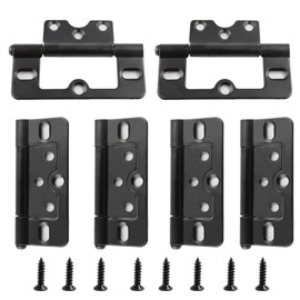 bociloy 6Pcs 3 Inch Non-Mortise Hinge, Black Bifold Door Hinges Butterfly Door Hinges Iron Cabinet Hinges Interior Door Hinges