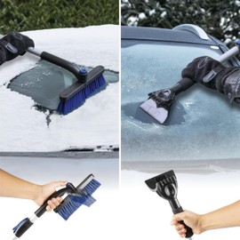 Walser Telescopic Ice Scraper, Rotatable, Car Scraper, Extendable 77.5-100 cm, Black/Blue