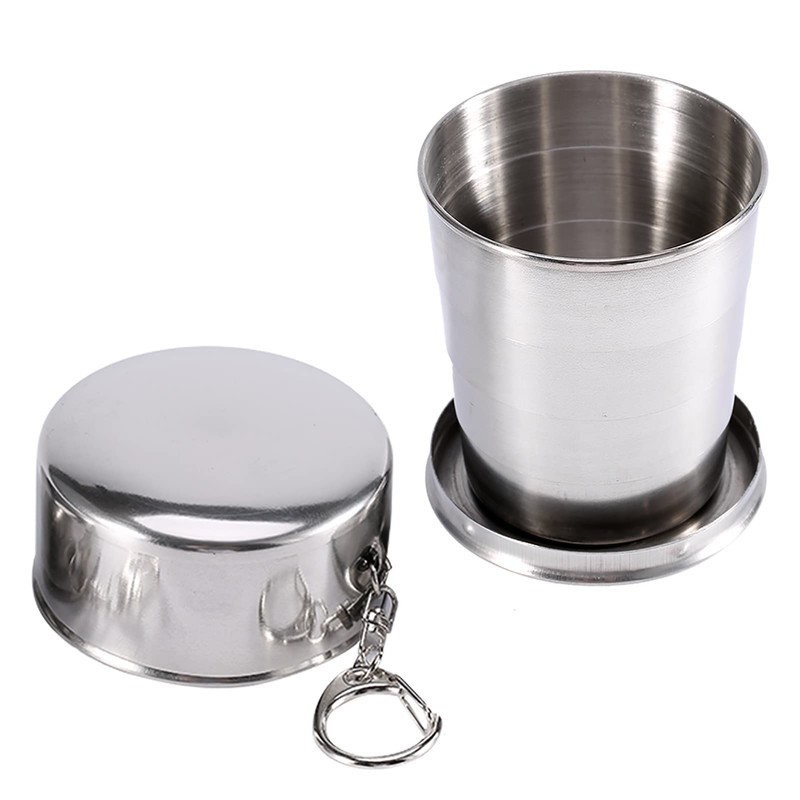 Asixx Stainless Steel Folding Cup, Extendable Cup, Outdoor, Small, Lightweight,