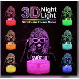 Unbranded 3D Creative Visualization LED Lamp SWIFTIE w Remote & USB Cord Multi Functional