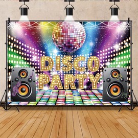 Ttincceer 300 x 200 cm Disco Backdrop Vintage Disco Ballroom Night Club Neon Photography Background Back to the 80s 90s Party Shooting Background Studio Portrait Photography Props