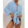 Bsubseach Womens Modern Swimsuit Cover Up Blouse Button Down Shirt