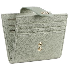 BOSTANTEN Slim Wallet for Women Small RFID Blocking Credit Card Holder Leather Bifold Wallets with Zipper Coin Pocket Light Green