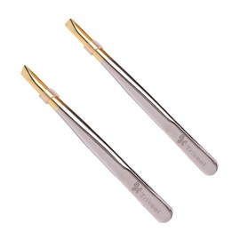 OATIPHO 2sets 2pcs Electroplated Stainless Steel Eyebrow Tweezers Flat and Oblique Mouth Design for Eyebrow Shaping Eyelash Application and More Lightweight and Durable Makeup Tools 2pcs*2
