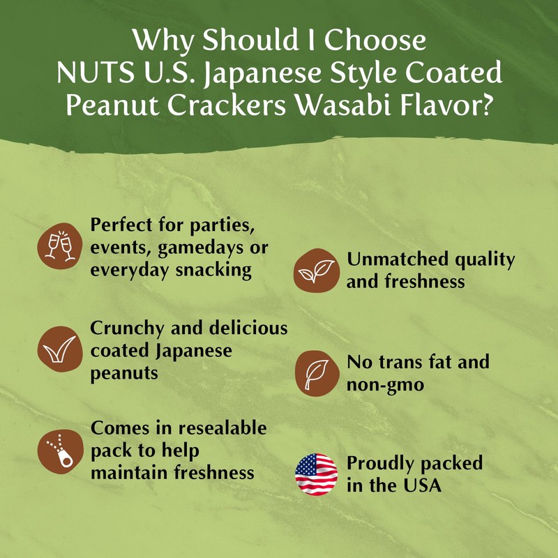 NUTS U.S. - Japanese Coated Peanut Crackers | Wasabi Flavor