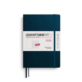 LEUCHTTURM1917 372659 Weekly Planner & Notebook Medium (A5) 2026 Hardcover, 12 Months, Deep Sea, English