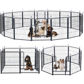 Dog Playpen Portable Outdoor Dog Fence, Dog Playpen for Large/Medium/Small Dogs, Dog Fences for The Yard with Doors Foldable Metal