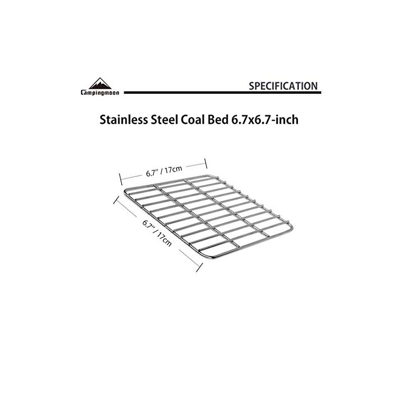 CAMPINGMOON Coal Bed Charcoal Fire Grate Grill Grates Replacement Stainless