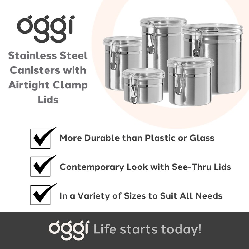 OGGI Stainless Steel Kitchen Canister 52 fl oz - Airtight