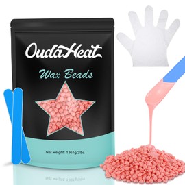 Wax Beads, 3lb Wax Beans for Hair Removal Sensitive Skin, Brazilian Coarse Waxing for Face, Bikini, Eyebrow, Back, Chest, Legs, Armpit, Waxing Beads for Women Men, 5 Silicone Stick, Rose