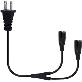 Tekit Polarized US 2-Prong (Nema 1-15P) to Dual Polarized IEC C7 Y Split Power Cord, US 2 Outlet Male to Double Figure 8 Female Splitter, 6ft/1.8m (1-15P to 2XC7 Polarized)