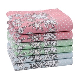 HOULIFE Ladies 100% 60S Cotton Handkerchiefs Womens Soft Vintage Floral Print Hankies for Wedding Party 3/6 Pieces 18x18/45x45cm