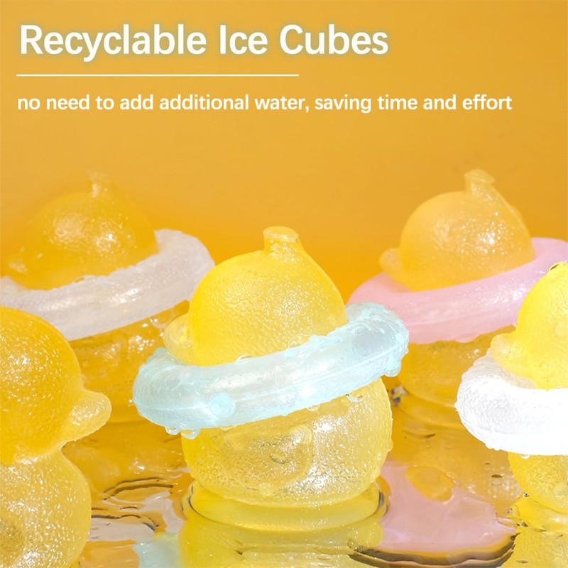 Reusable Ice Cubes for Drinks, 12Pcs Colorful Duck Shape Plastic