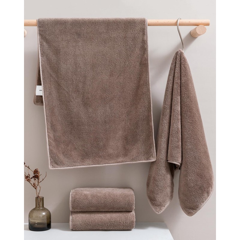 sakano Face Towels, Set of 4, Mushroom Brown, Approx. 13.8