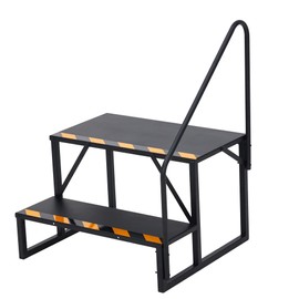 2 RV Steps with Handrail, Portable Stairs Steps Steel Travel Trailers Ladder, Hot Tub Steps Powder Coated for Travel Trailer,Camper,Porch,Outdoor Stairs with Non-Skid Tapes