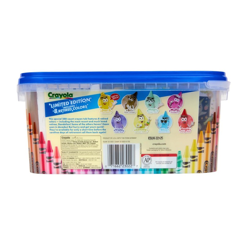 Crayola Crayon Tub – Limited Edition Colors (288ct), Bulk Coloring