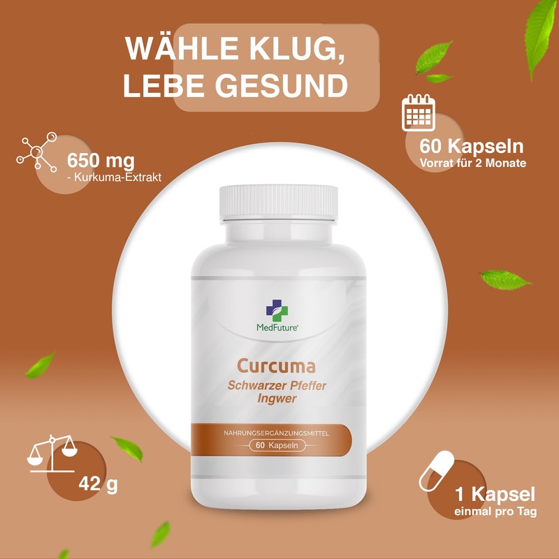 Turmeric Capsules 650 mg with Black Pepper 10 mg and