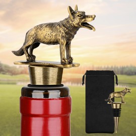 LKKCHER German Shepherd Wine Stopper, Shepherd Decorative Gifts for Dog Lovers Women Men, Shepherd Dog Gifts, Birthday Gifts, Christmas Gifts for Women Men, Bronze
